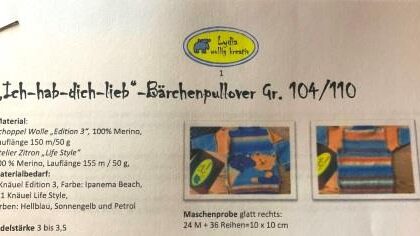 Anleitung "Ich hab dich lieb"-Bärchenpullover Gr. 104