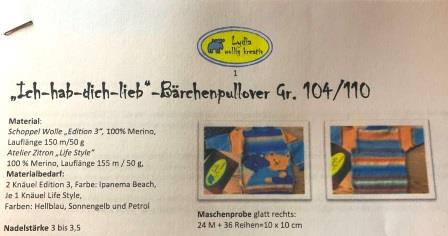 Anleitung „Ich hab dich lieb“-Bärchenpullover Gr. 104