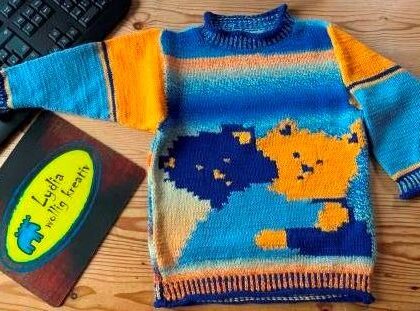 Wollpaket "ich-hab-dich-lieb-Bärchenpullover" mit Anleitung und Wolle