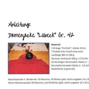 Anleitung Damenjacke „Lübeck“